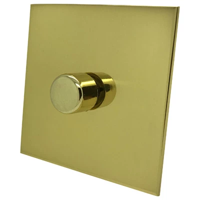 Screwless Square Polished Brass Push Light Switch