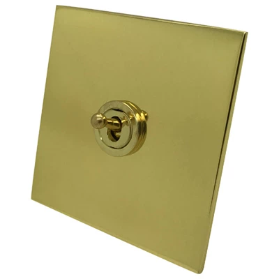 Screwless Square Polished Brass Intermediate Toggle (Dolly) Switch
