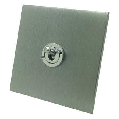 Screwless Square Satin Chrome Dimmer and Toggle Switch Combination
