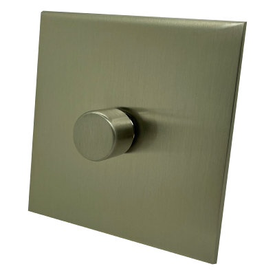 Screwless Square Satin Nickel Dimmer and Toggle Switch Combination