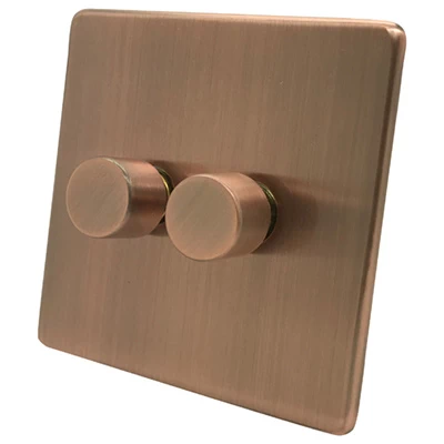 Screwless Supreme Antique Copper LED Dimmer and Push Light Switch Combination