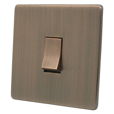 Screwless Supreme Antique Copper Dimmer and Toggle Switch Combination
