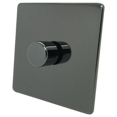 Screwless Supreme Black Nickel Dimmer and Toggle Switch Combination