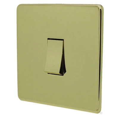 Screwless Supreme Polished Brass Retractive Centre Off Switch
