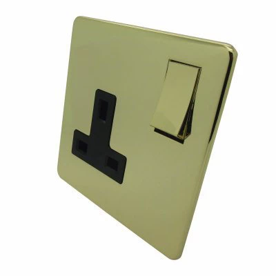 Screwless Supreme Polished Brass LED Dimmer and Push Light Switch Combination