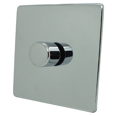 Screwless Supreme Polished Chrome Dimmer and Toggle Switch Combination