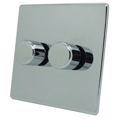 Screwless Supreme Polished Chrome LED Dimmer and Push Light Switch Combination