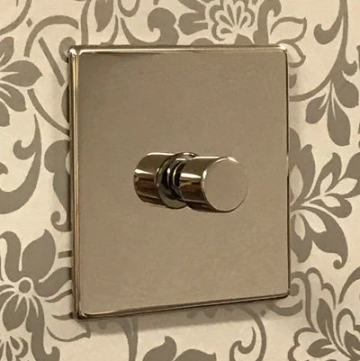 Screwless Supreme Polished Nickel LED Dimmer and Push Light Switch Combination