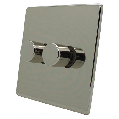 Screwless Supreme Polished Nickel Dimmer and Toggle Switch Combination