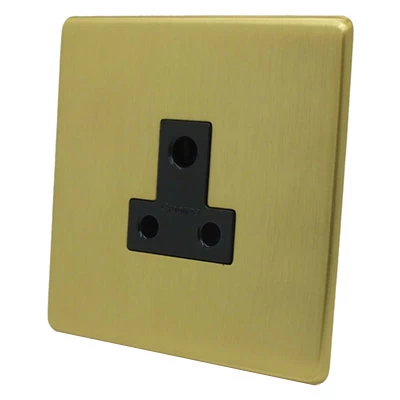 Screwless Supreme Satin Brass Round Pin Unswitched Socket (For Lighting)