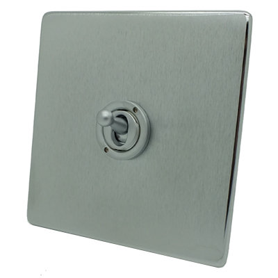 Screwless Supreme Satin Chrome Dimmer and Toggle Switch Combination