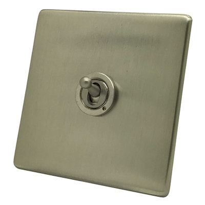Screwless Supreme Satin Nickel Dimmer and Toggle Switch Combination