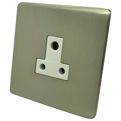 Screwless Supreme Satin Nickel Round Pin Unswitched Socket (For Lighting)