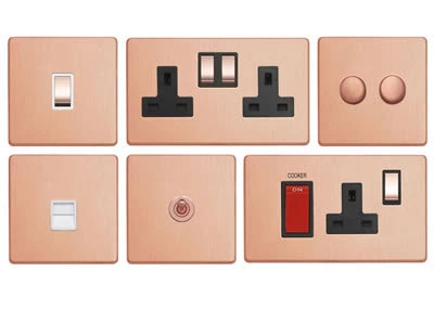 Screwless  Brushed Copper Sockets & Switches