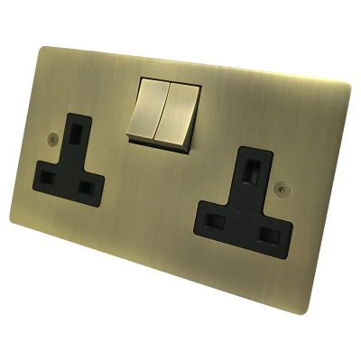 Seamless Antique Brass Switched Plug Socket