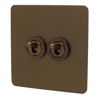 Seamless Bronze Antique Intermediate Toggle Switch and Toggle Switch Combination