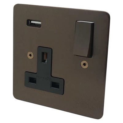 Seamless Bronze Antique Plug Socket with USB Charging