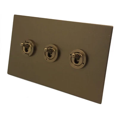 Seamless Square Bronze Antique Intermediate Toggle Switch and Toggle Switch Combination