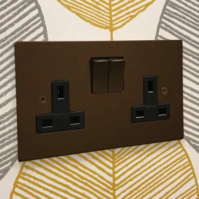 Seamless Square Bronze Antique Switched Plug Socket
