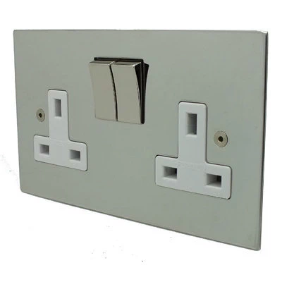 Seamless Square Polished Stainless Steel Switched Plug Socket