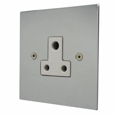 Seamless Square Polished Chrome Round Pin Unswitched Socket (For Lighting)