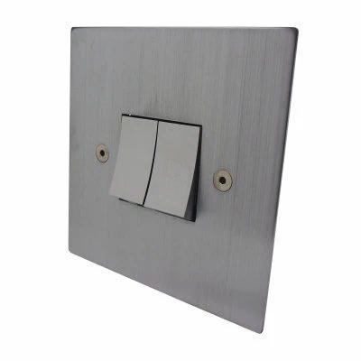 Seamless Square Satin Chrome Button Dimmer and Toggle Switch Combination