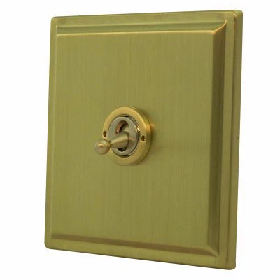Art Deco Satin Brass Dimmer and Light Switch Combination