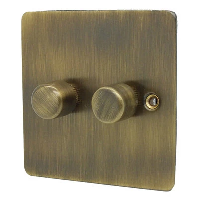 Flat Antique Brass LED Dimmer and Push Light Switch Combination