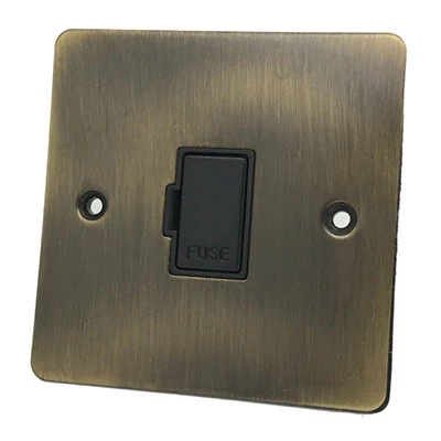 Flat Antique Brass Unswitched Fused Spur