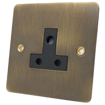 Flat Antique Brass Round Pin Unswitched Socket (For Lighting)