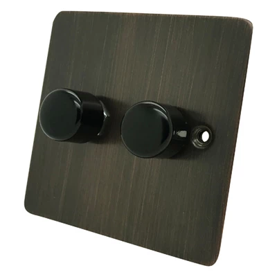 Flat Classic Antique Copper LED Dimmer and Push Light Switch Combination