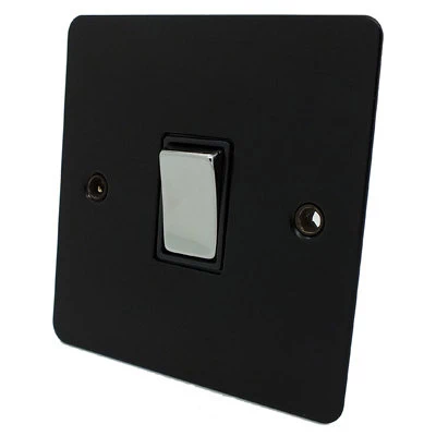 Flat Matt Black with Chrome LED Dimmer and Push Light Switch Combination