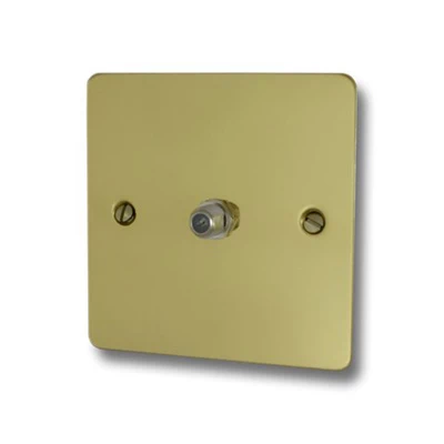 Flat Polished Brass Satellite Socket (F Connector)