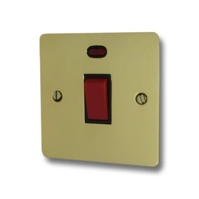 Flat Polished Brass Cooker (45 Amp Double Pole) Switch
