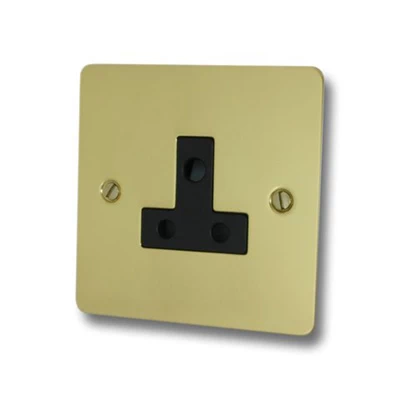 Flat Polished Brass Round Pin Unswitched Socket (For Lighting)