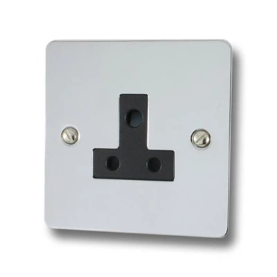 Flat Polished Chrome Round Pin Unswitched Socket (For Lighting)