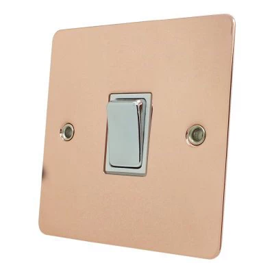 Flat Polished Copper (Chrome Rockers) LED Dimmer and Push Light Switch Combination