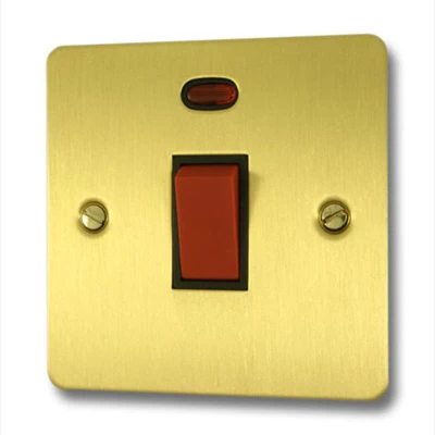 Flat Satin Brass Cooker (45 Amp Double Pole) Switch