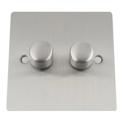 Flat Satin Chrome LED Dimmer and Push Light Switch Combination