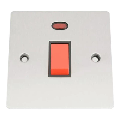 Flat Satin Chrome Cooker (45 Amp Double Pole) Switch