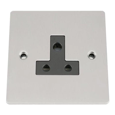 Flat Satin Chrome Round Pin Unswitched Socket (For Lighting)