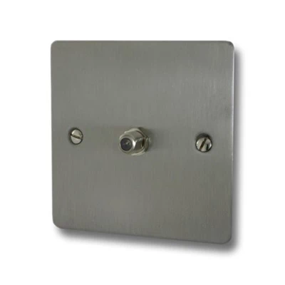 Flat Satin Stainless Satellite Socket (F Connector)