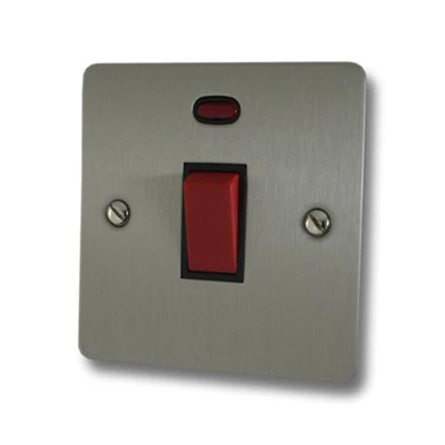 Flat Satin Stainless Cooker (45 Amp Double Pole) Switch