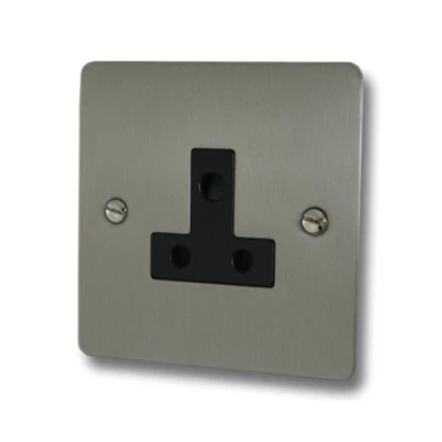 Flat Satin Stainless Round Pin Unswitched Socket (For Lighting)