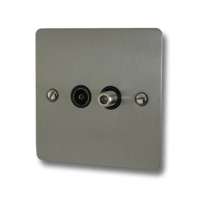 Flat Satin Stainless TV and SKY Socket