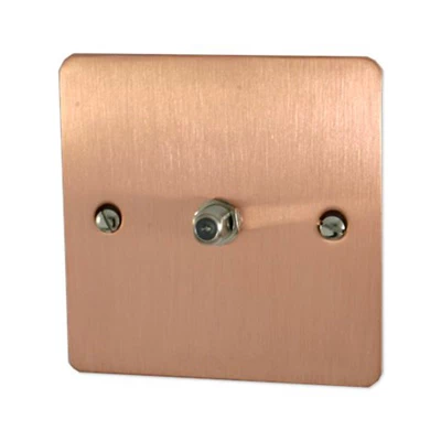 Flat Classic Brushed Copper Satellite Socket (F Connector)