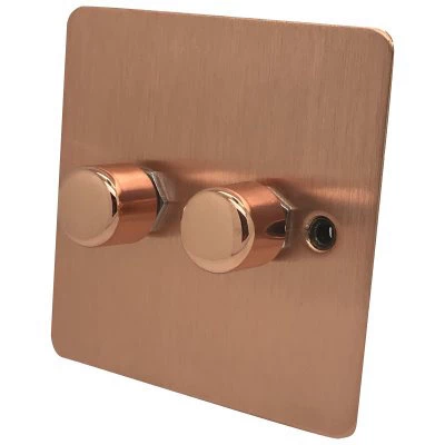 Flat Classic Brushed Copper LED Dimmer and Push Light Switch Combination