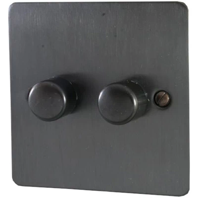 Flat Classic Old Bronze LED Dimmer and Push Light Switch Combination