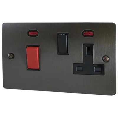 Flat Classic Old Bronze Cooker Control (45 Amp Double Pole Switch and 13 Amp Socket)