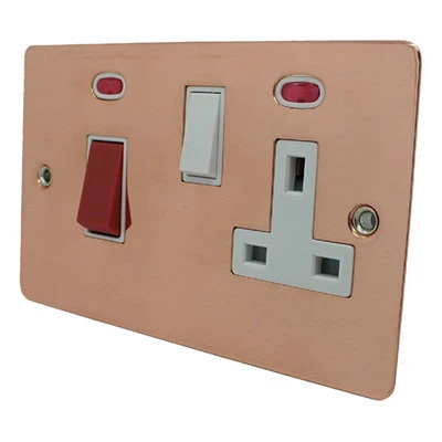 Flat Classic Polished Copper Cooker Control (45 Amp Double Pole Switch and 13 Amp Socket)
